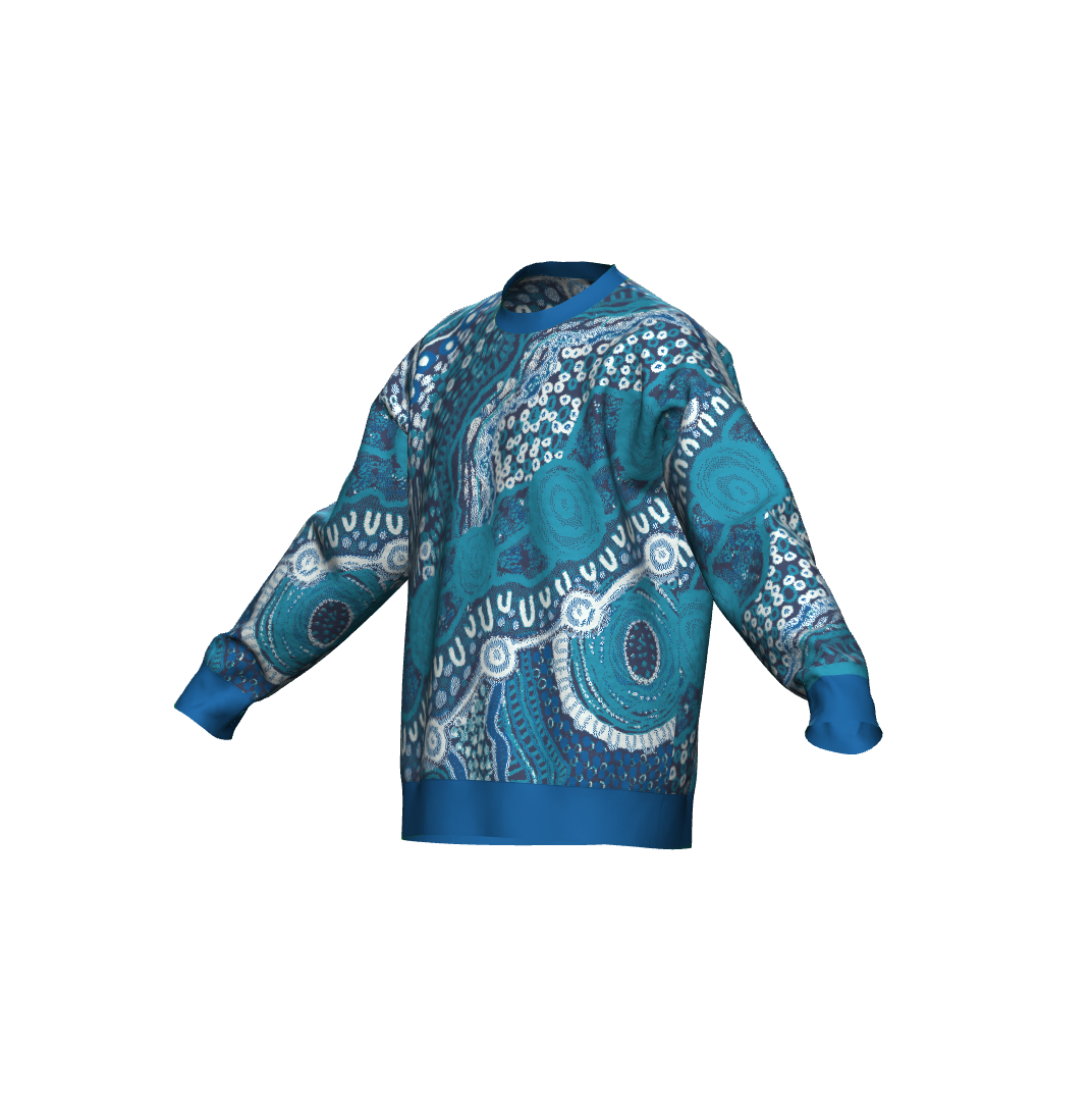 Aboriginal Art | Baba in Blue | Unisex Knit Sweater "Pullover"