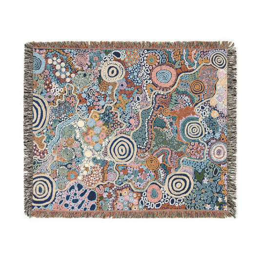 Aboriginal Art | Together We Thrive: A Tapestry of Unity | 100% cotton Cozy Woven Blanket  