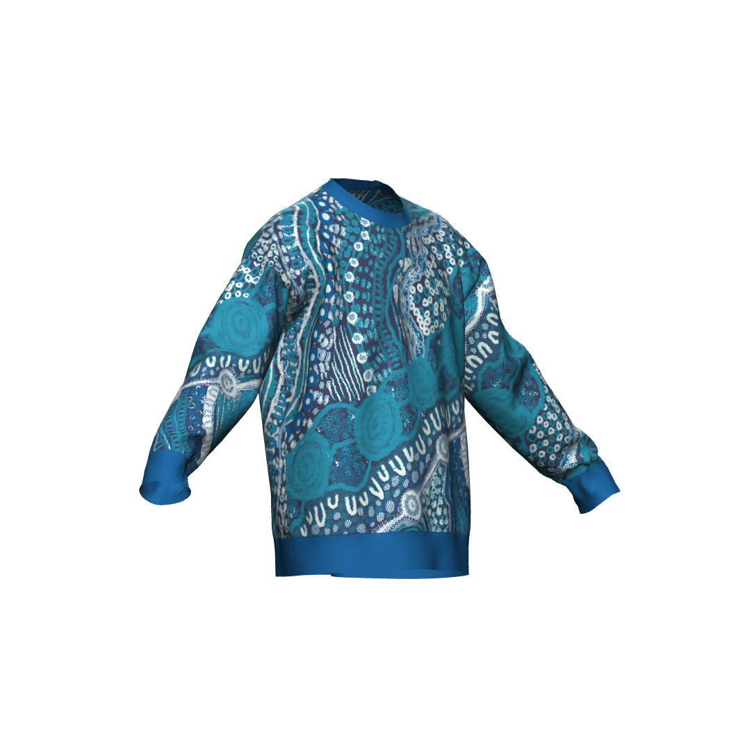 Aboriginal Art | Baba in Blue | Unisex Knit Sweater "Pullover"