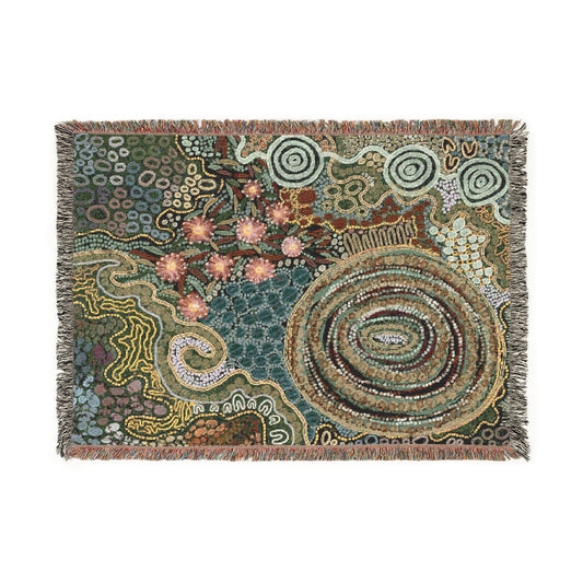 Aboriginal Art | Gumtrees | 100% cotton Cozy Woven Blanket  