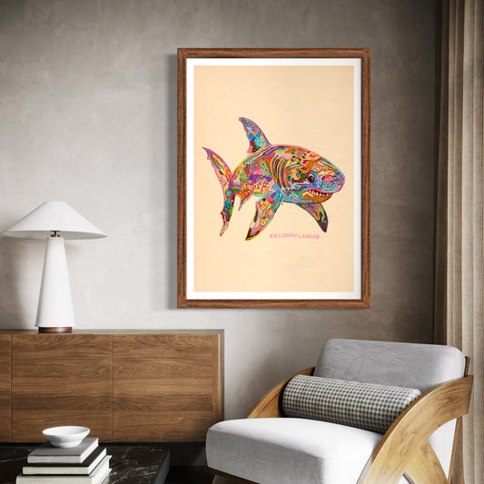 Abstract Expressionism Art | Great White Shark | Fierce and Fearless Collection | Art Print