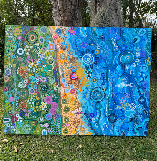Aboriginal Artwork | Welcoming Shores: A Tanderrum Tribute | Original Work 50 x 40 cm Version One