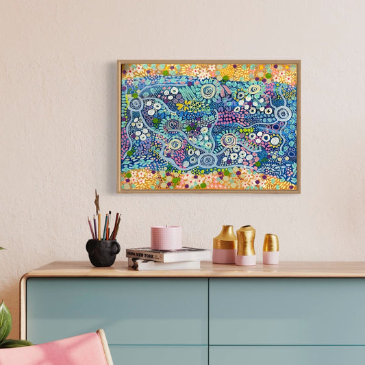 Aboriginal Art | Day by the River | One-of-a-Kind Original Painting