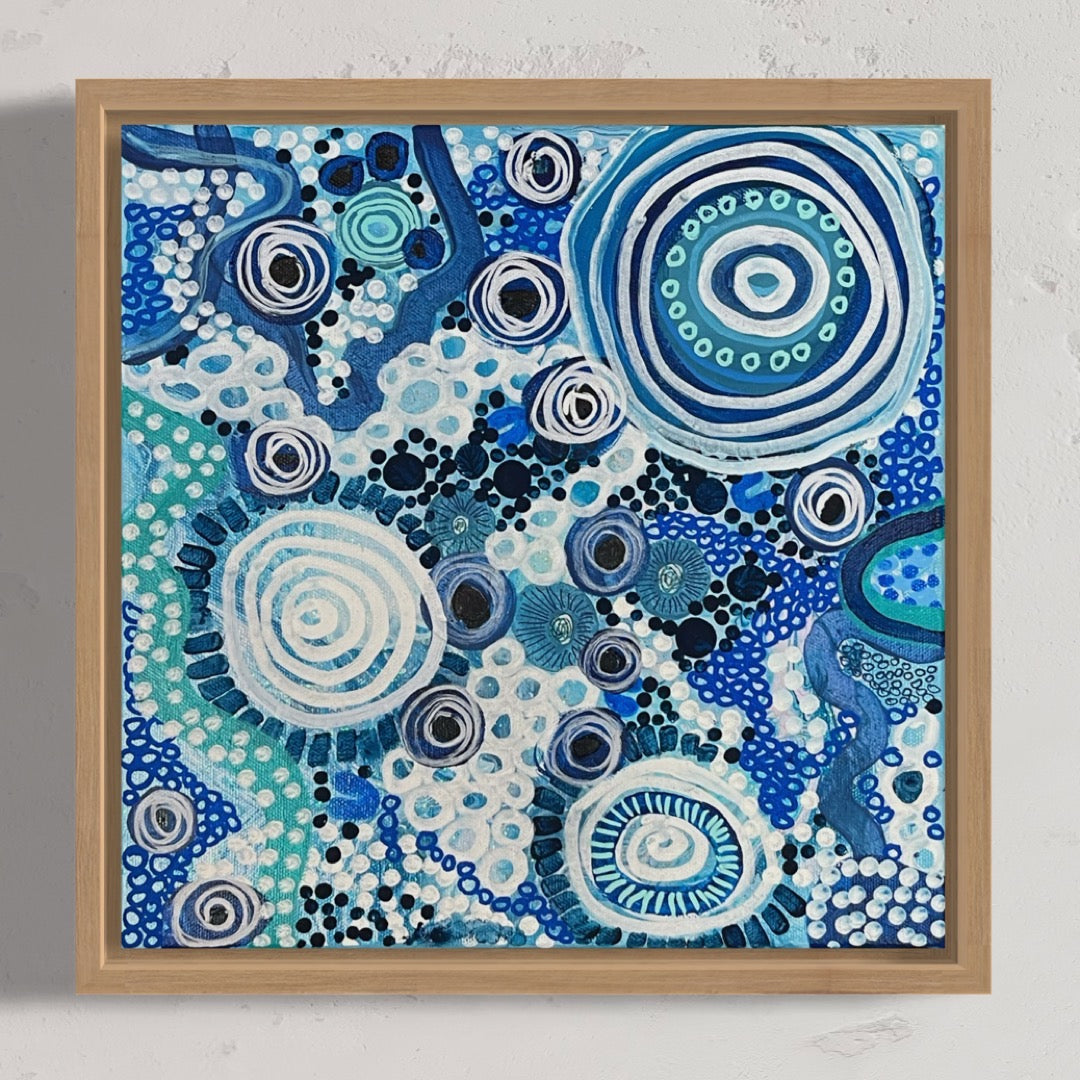 Aboriginal Art | Ocean Serenity: Embracing Calm Amidst Open Waters | One-of-a-Kind Original Painting