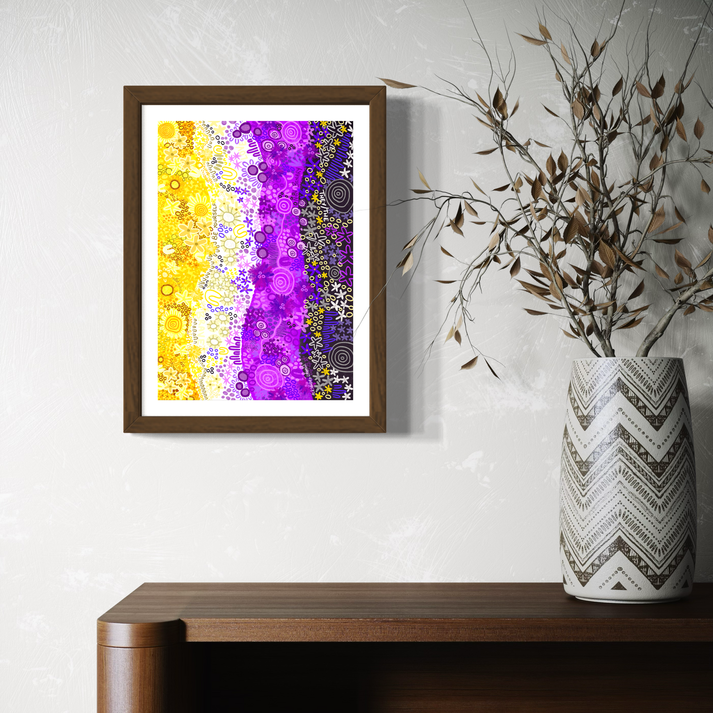 Aboriginal Art | Be yourself | Non-Binary Flag”Pride Flag | Art Print