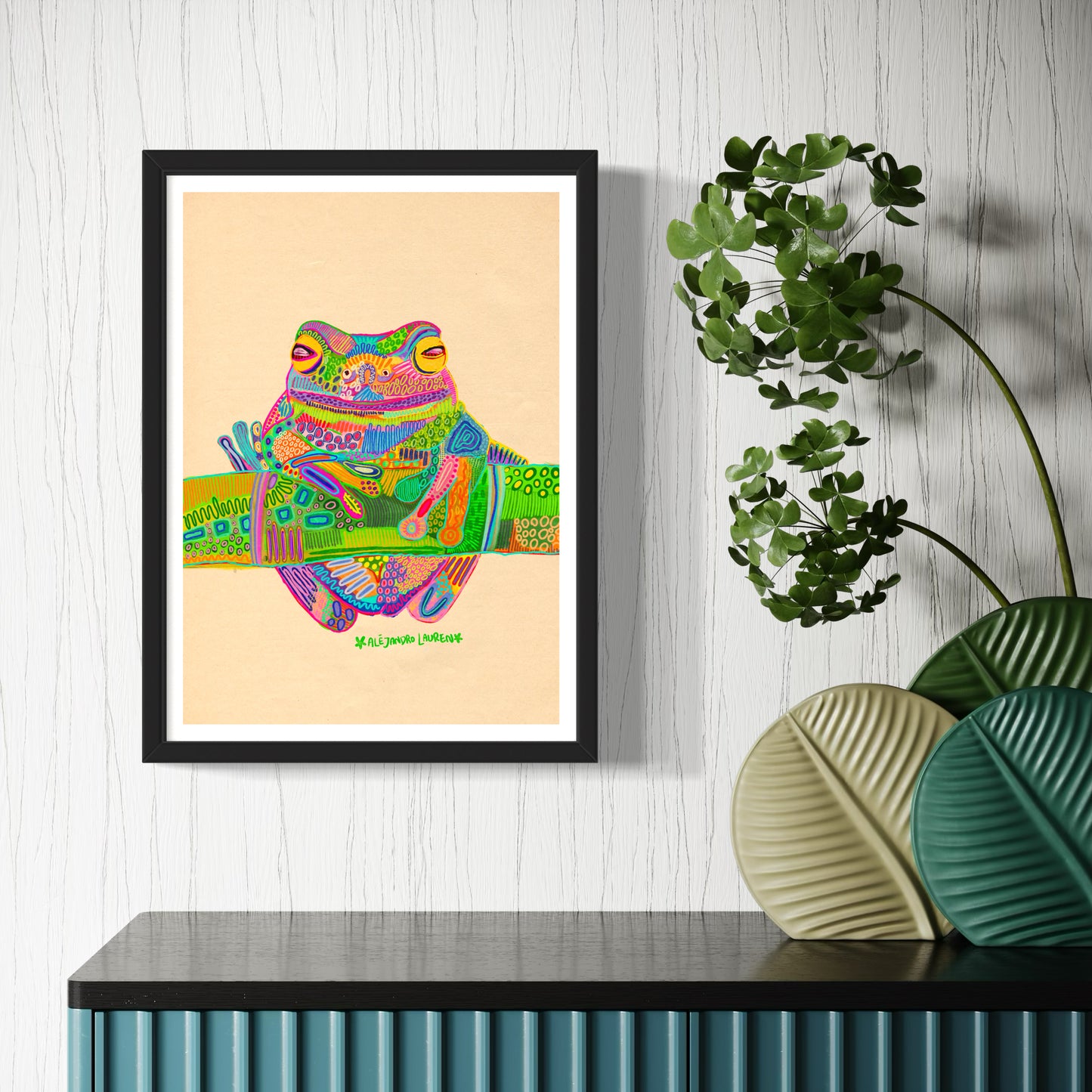 Abstract Expressionism Art | Green Tree Frog | Fierce and Fearless Collection | Art Print