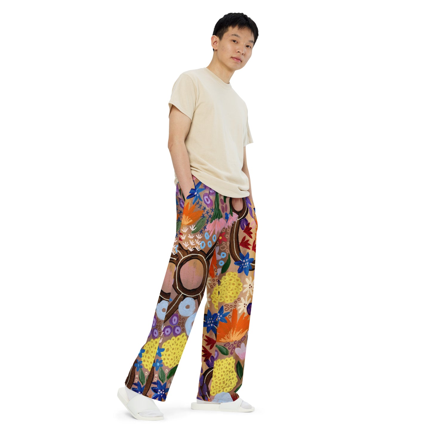 Aboriginal Art | Outback Jewels | All-over print unisex wide-leg pants