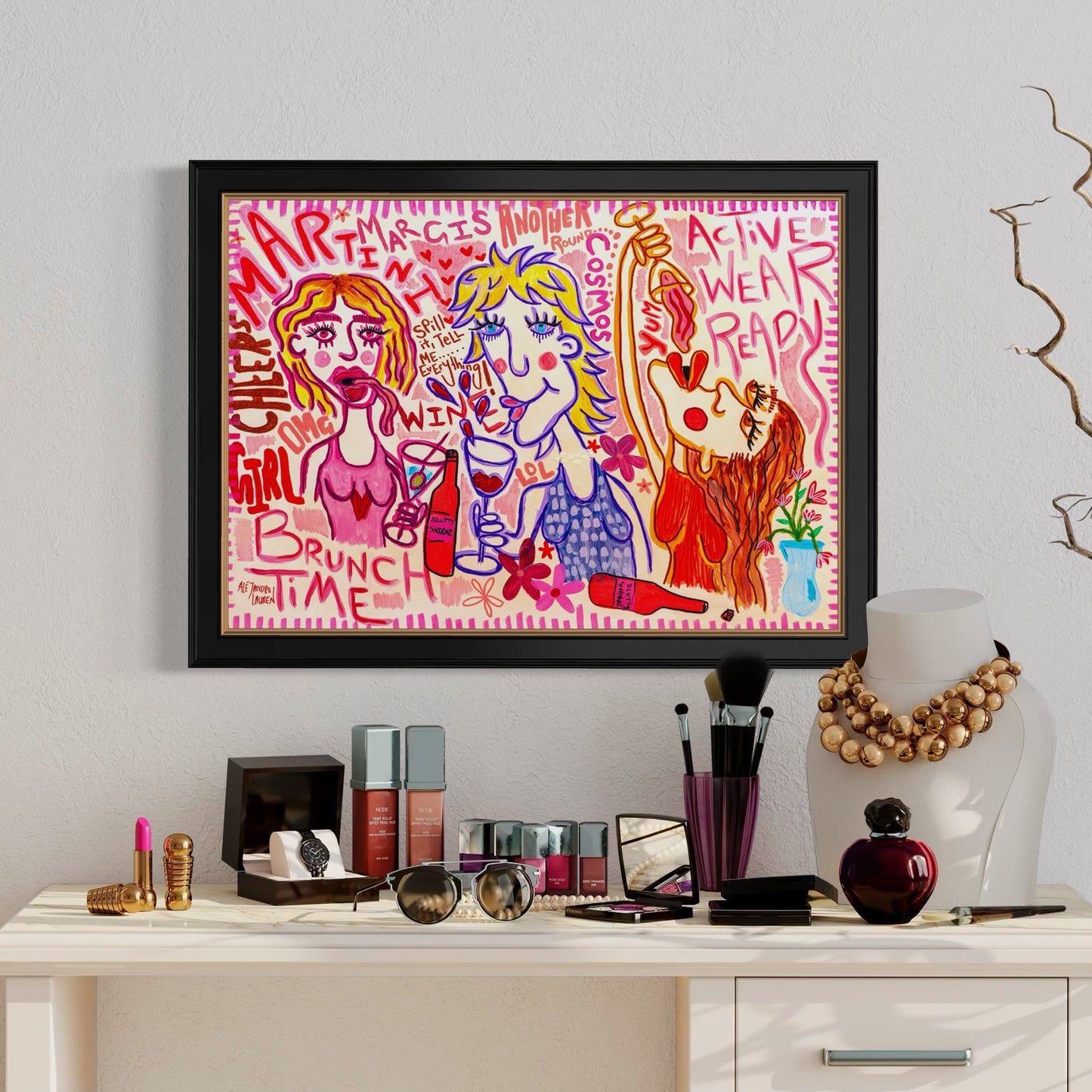 Brunch Time Baddies playful art print by Alejandro Lauren