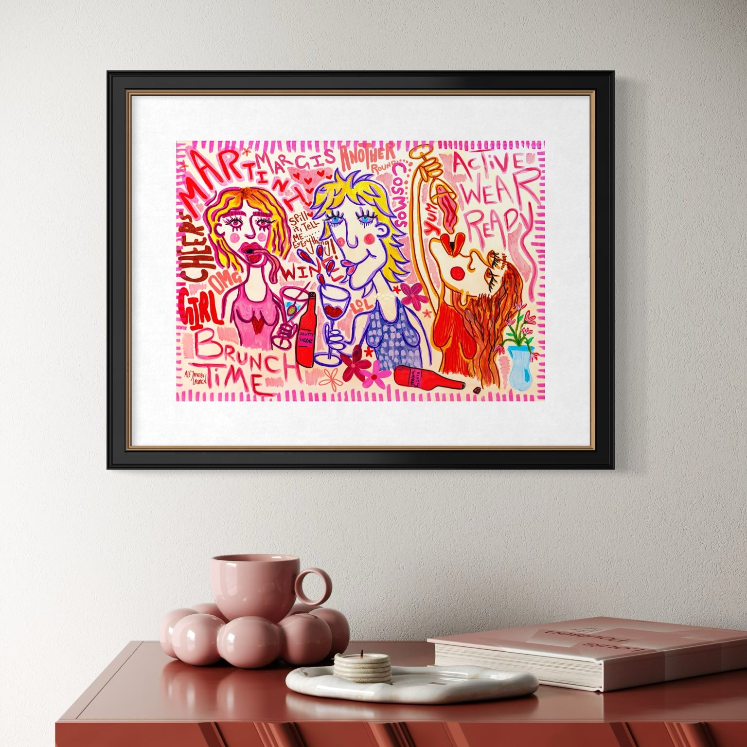 Brunch Time Baddies modern colourful art print by Alejandro Lauren