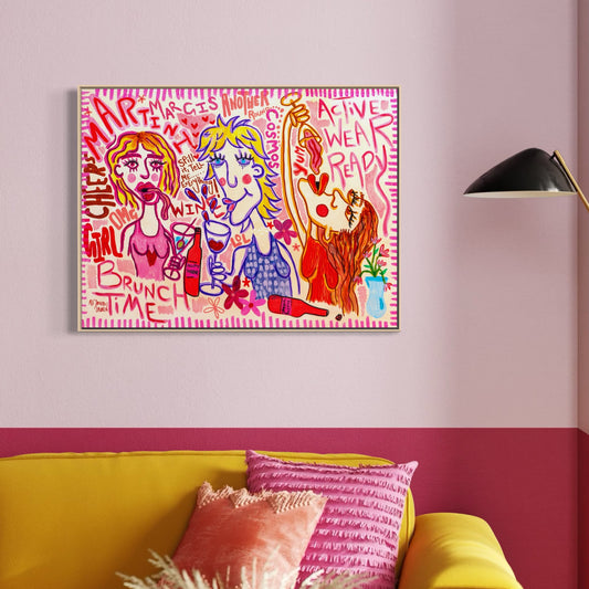 Brunch Time Baddies original framed canvas artwork by Alejandro Lauren