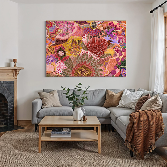 Beautiful Native Flowers | Aboriginal Art | Limited Premimum Framed Canvas Prints