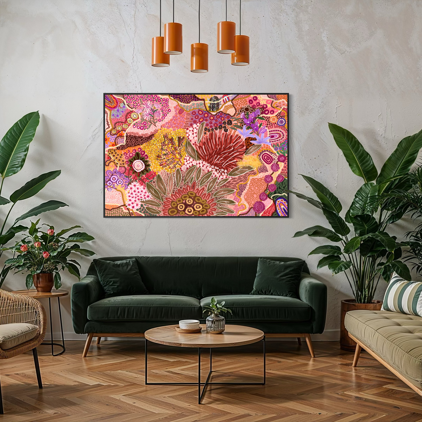 Beautiful Native Flowers | Aboriginal Art | Limited Premimum Framed Canvas Prints