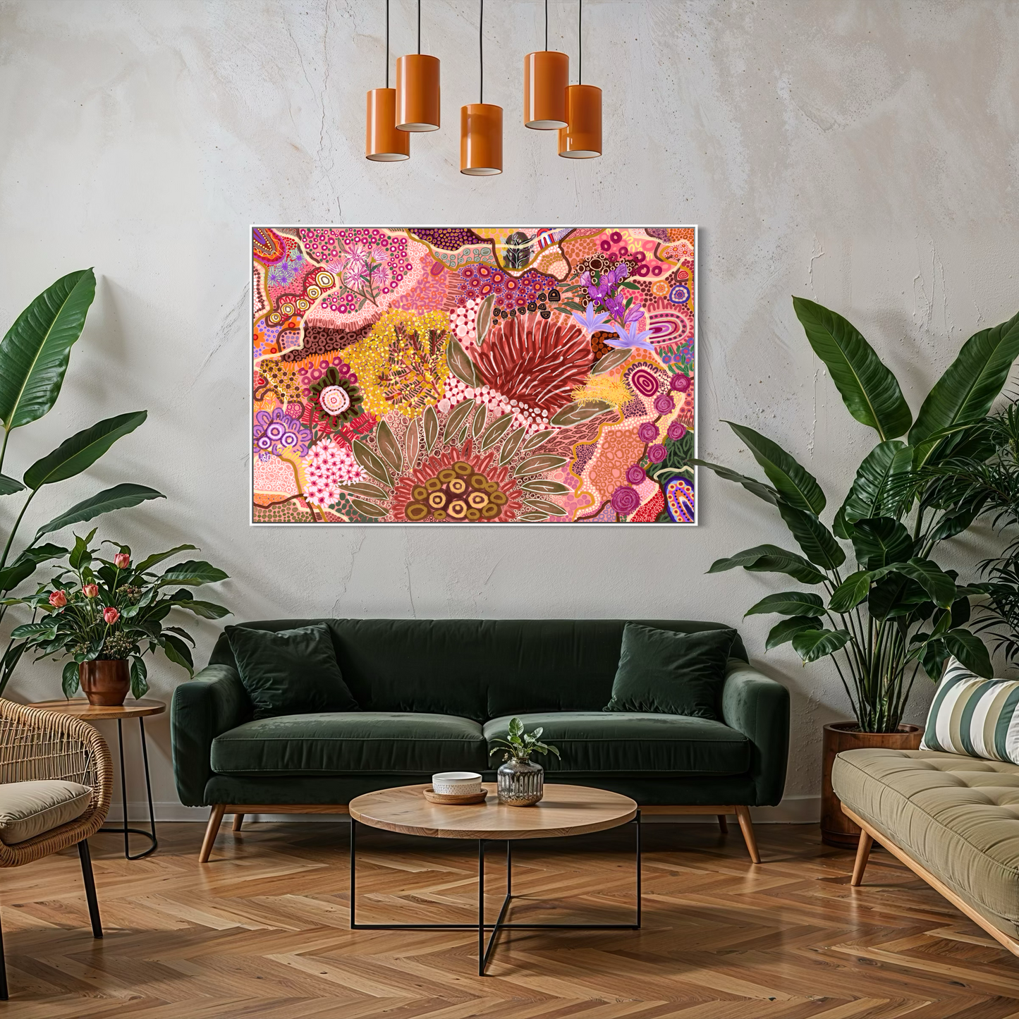 Beautiful Native Flowers | Aboriginal Art | Limited Premimum Framed Canvas Prints
