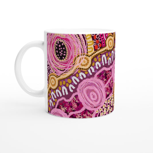 Aboriginal Art | Baba [Wiradjuri for Mother] | White 11oz Ceramic Mug