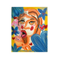 The Tea original painting by Aléjandro Lauren, a colourful 25 x 20 cm acrylic artwork celebrating friendship and gossip over a hot drink
