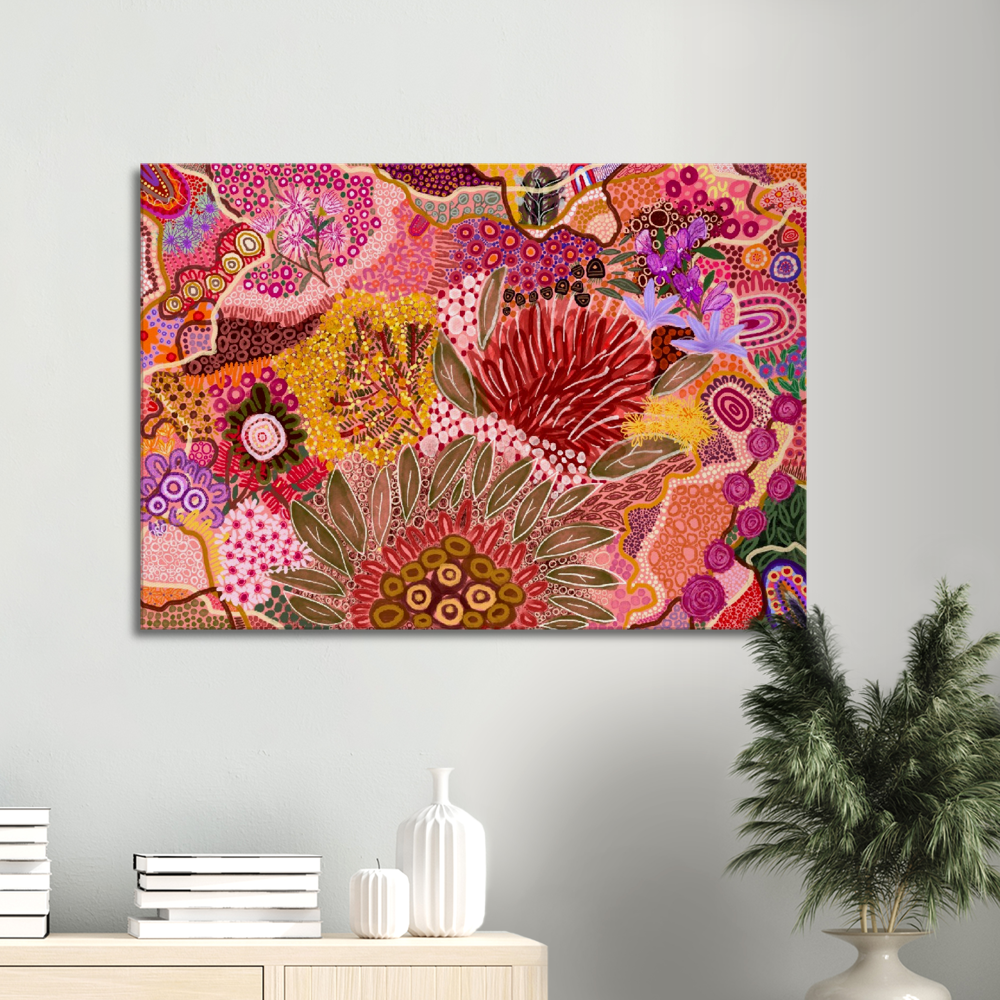 Aboriginal Art | Beautiful Native Flowers | Print to Canvas | Limited Release
